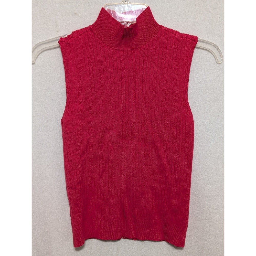 Worthington PiRibbed Mock Neck Sleeveless Sweater Shell Top Small NWT